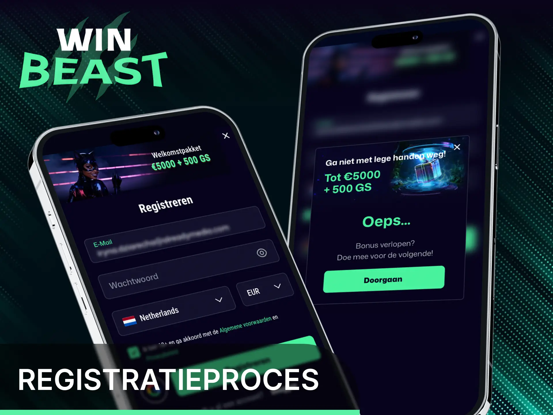Doorloop het snelle registratieproces via de Win Beast app vandaag nog.