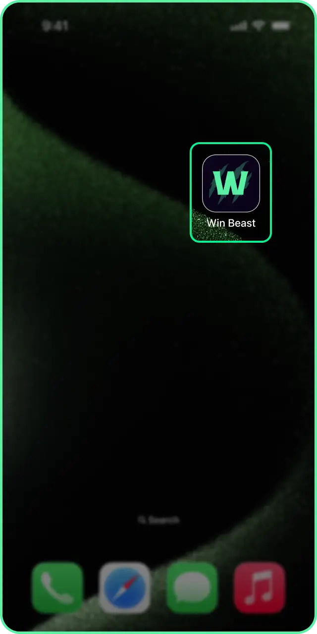 Begin direct met spelen via de geïnstalleerde Win Beast iOS PWA app.
