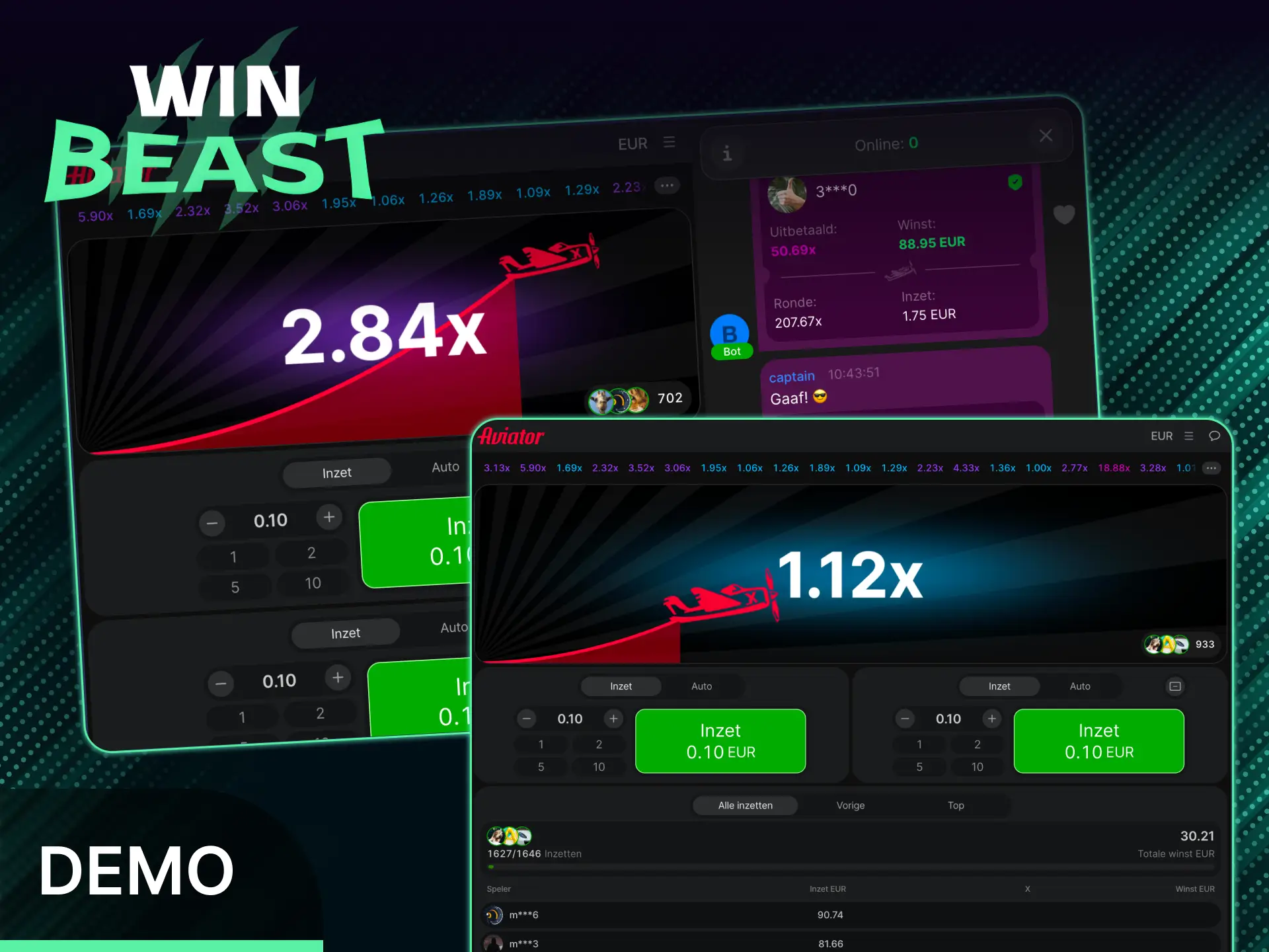 Oefen gratis met de Win Beast Aviator demo modus online.
