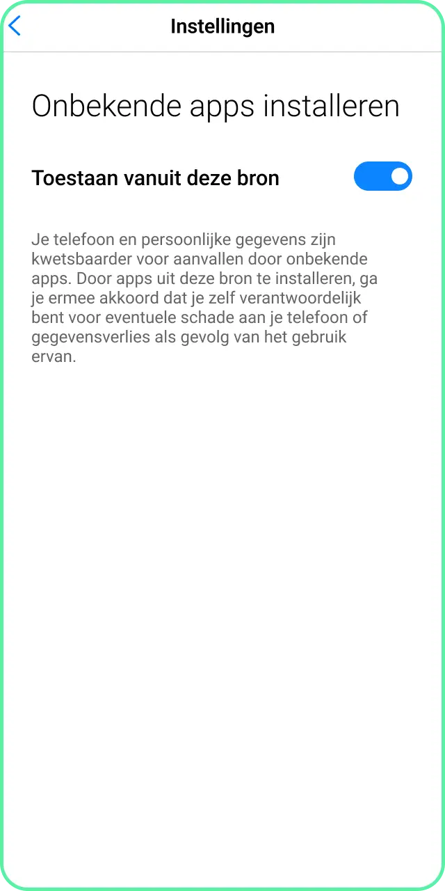Sta installatie uit onbekende bronnen toe voor de Android Aviator app.