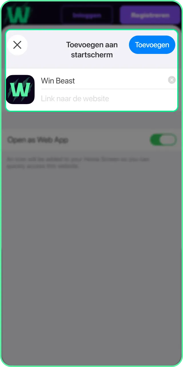 Bevestig en voeg de iOS Aviator app toe aan je startscherm.