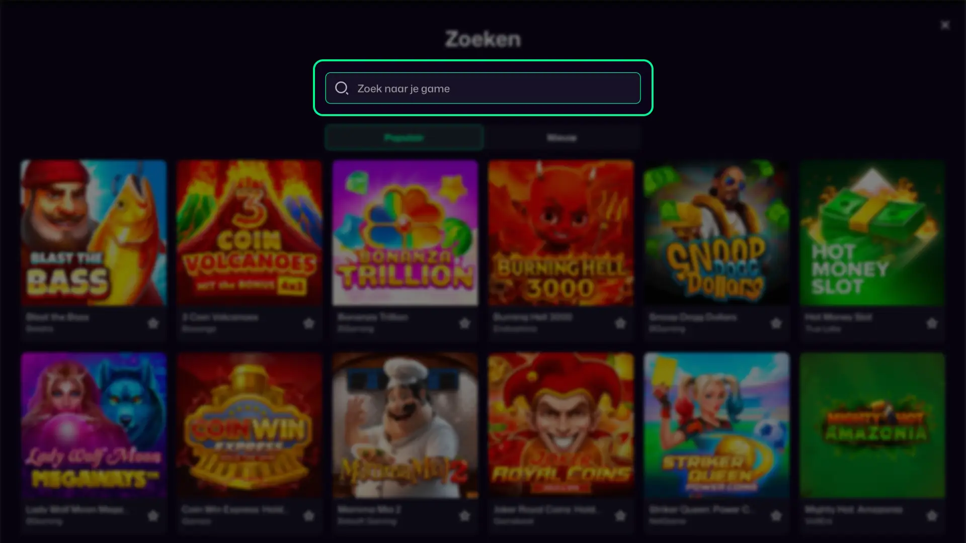 Zoek de Aviator game op in de Win Beast spelcatalogus.