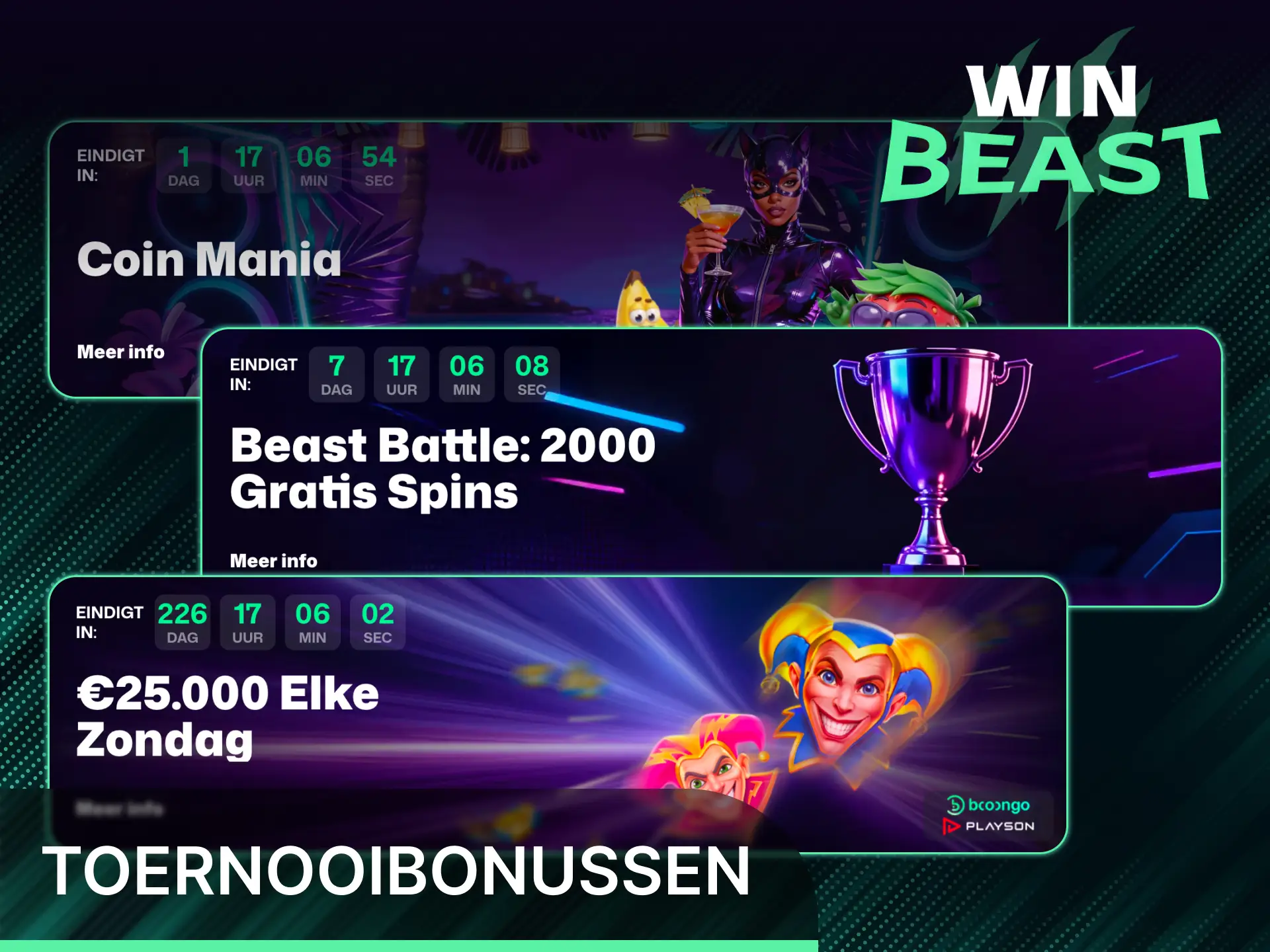 Doe mee aan toernooibonussen casinobonussen en win fantastische prijzen bij Win Beast.