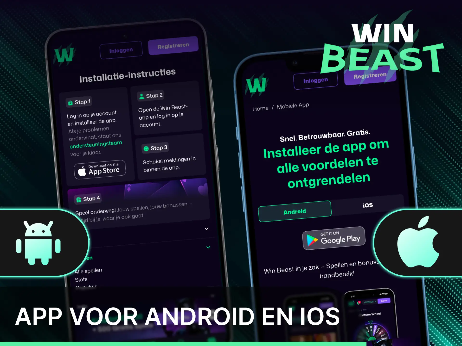 Download de Win Beast app voor Android en iOS om mobiel te wedden.