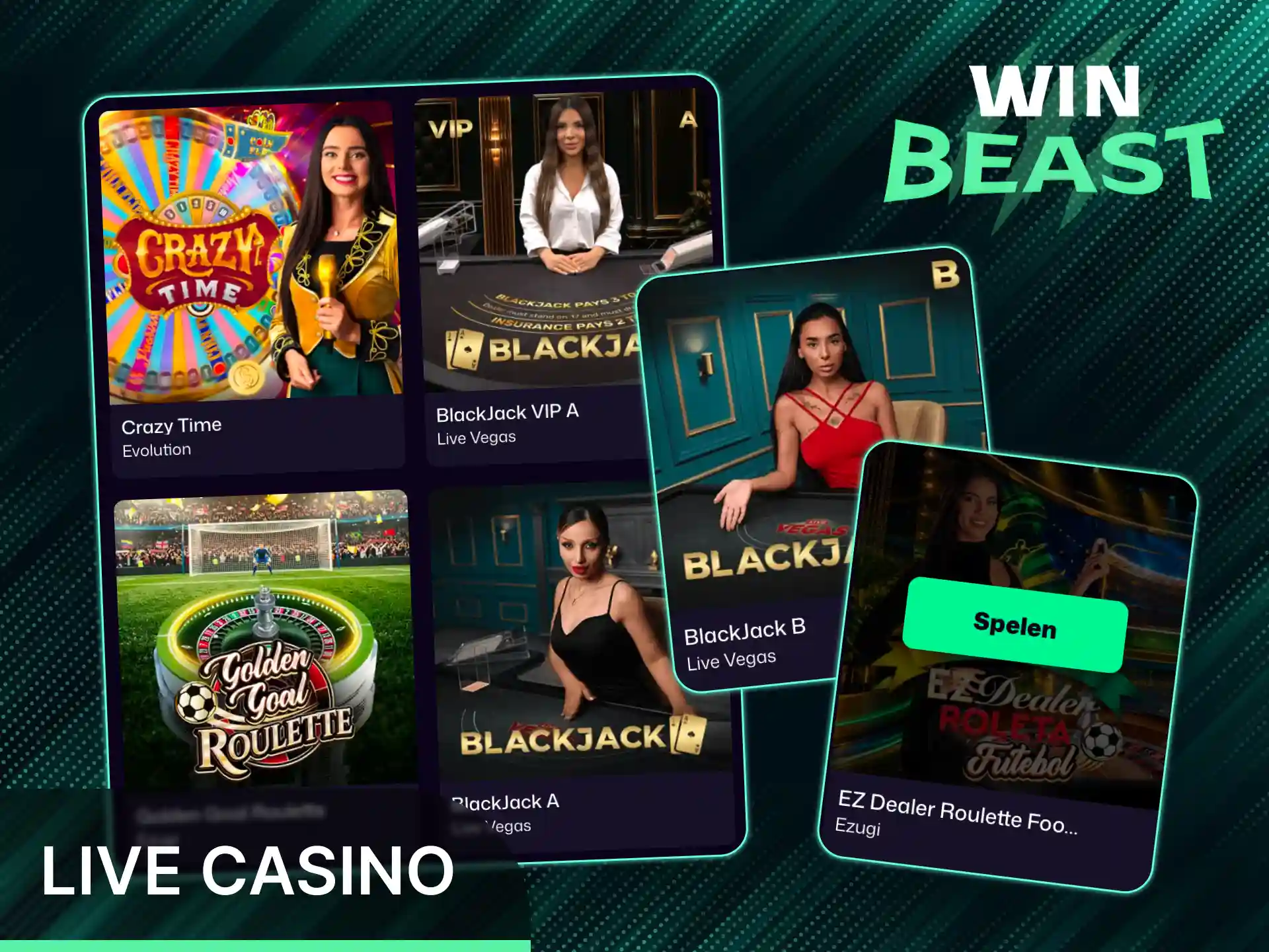Speel meeslepende live casinospellen bij het officiële Win Beast casino.