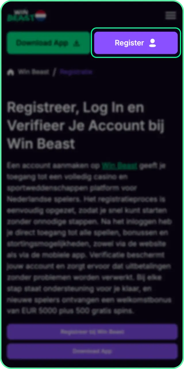 Ga naar de inlogpagina van jouw Win Beast inloggen account om te beginnen.