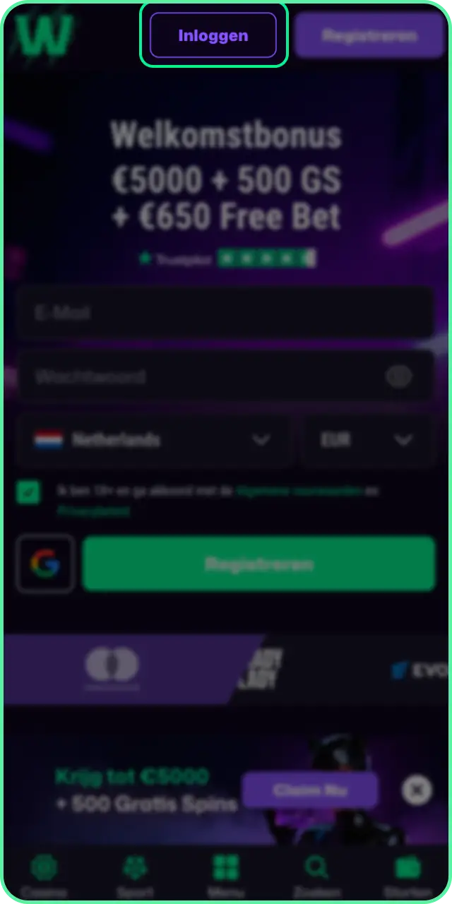 Start met spelen na het voltooien van de Win Beast aanmeldingsinstructies.