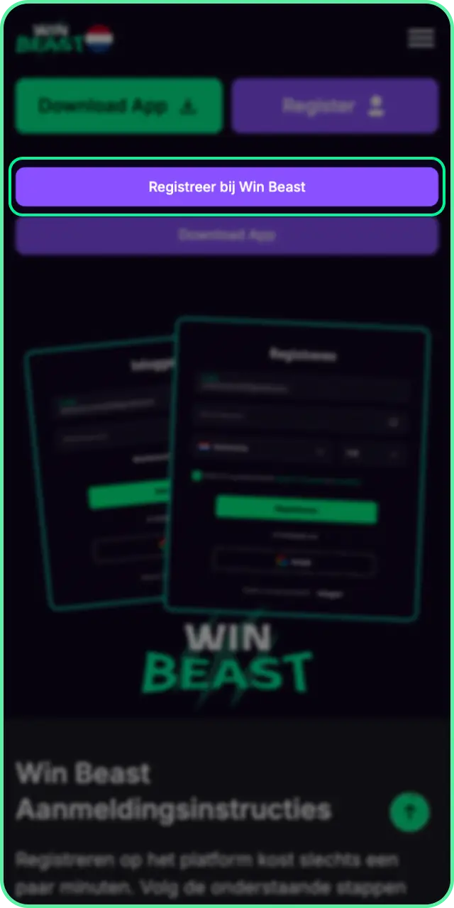 Registreer je snel om jouw Win Beast welkomstbonus te ontvangen.
