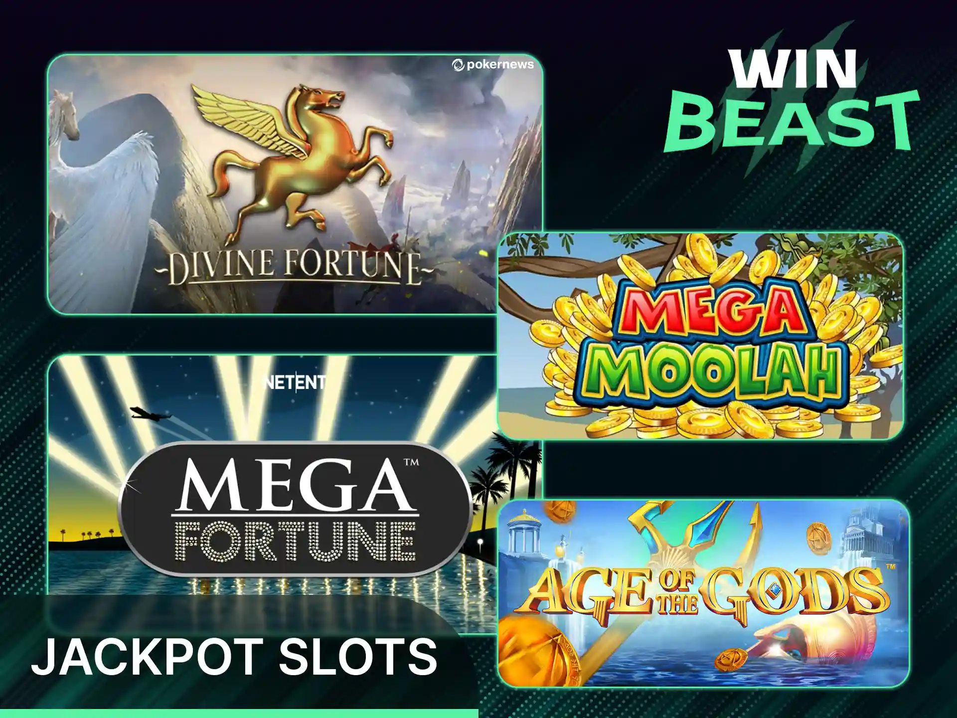 Beproef je geluk op soorten gokkasten met gigantische jackpots bij Win Beast.
