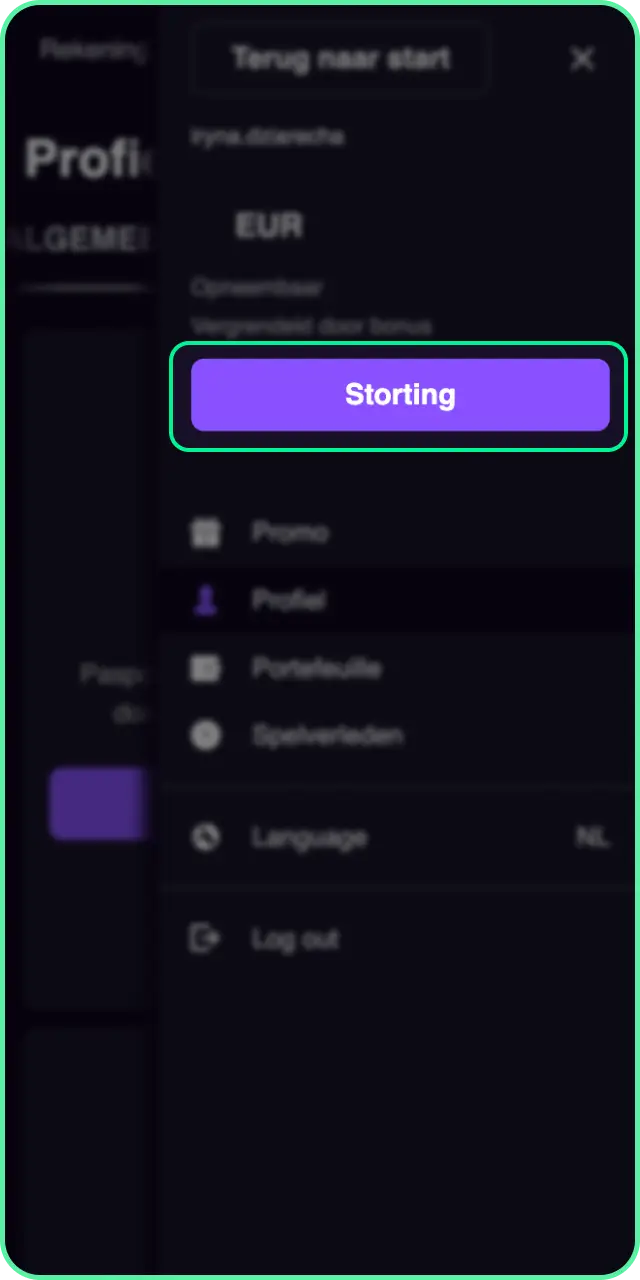 Ga naar de kassapagina als onderdeel van de stortingsinstructies bij Win Beast.