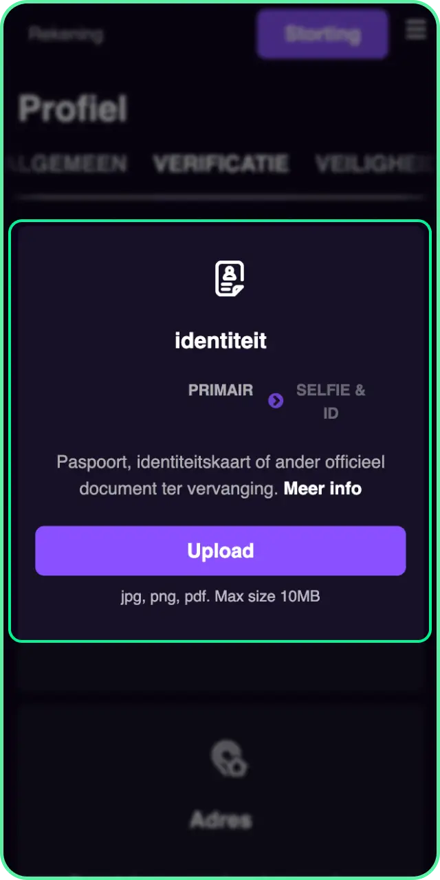 Verifieer uw account voor het veilig voltooien van de stortingsinstructies bij Win Beast.